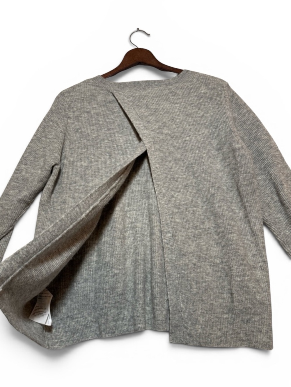Abercrombie & Fitch Gray Ribbed Knit Split Open Back Sweater Women’s Sz XL